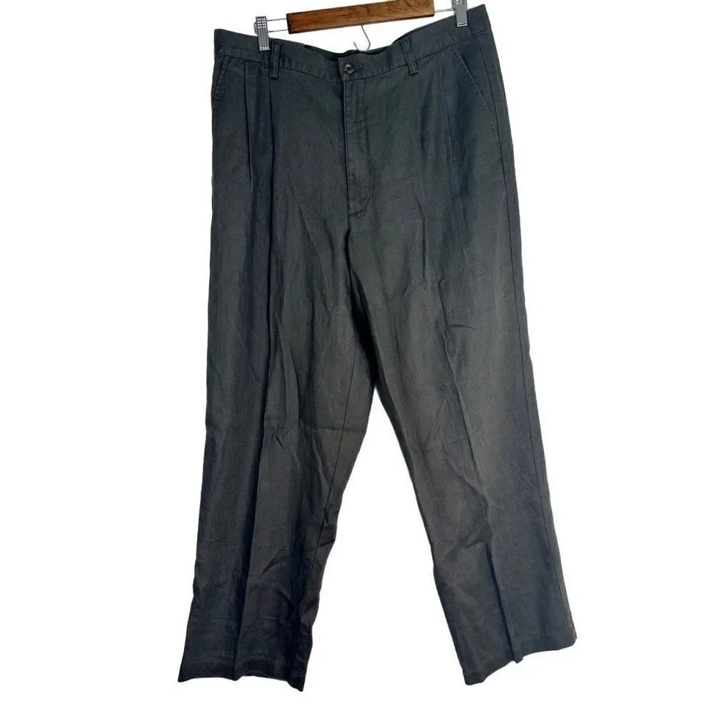 Eddie Bauer Mens Linen Sage Green Dress Pants NWT Size 36x30 Timeless Essential